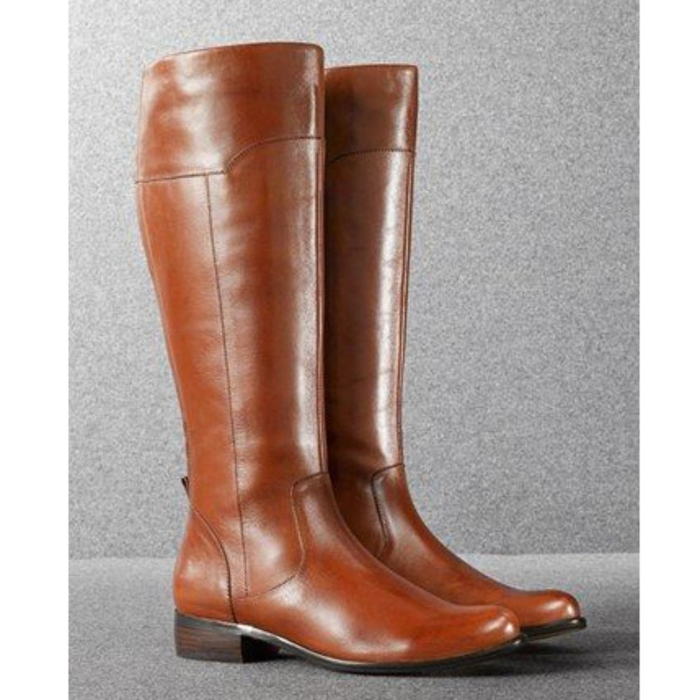 Corso Como 'Stirrup' Cognac Leather Boots Size 8